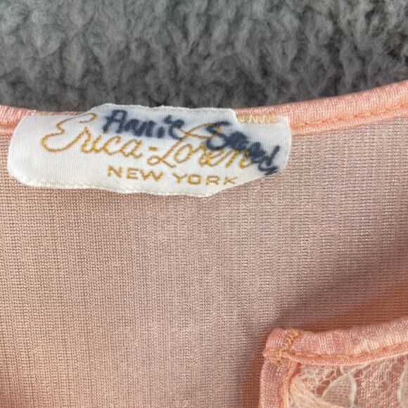 Vtg Erica Loren Pajama Set Pjs Dress Sz Large Lace Peach USA - Picture 3 of 16